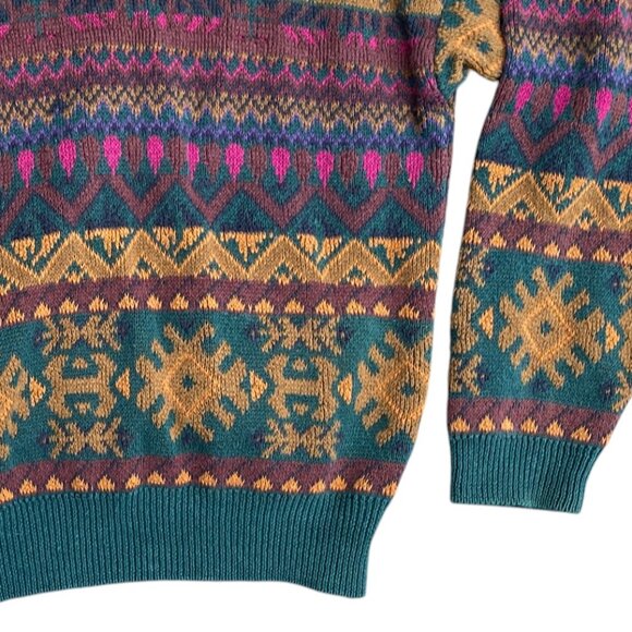 Vintage Generra Aztec Button Cardigan Kurt Cobain Grandpa Sweater Grunge 90s-L - Picture 10 of 14